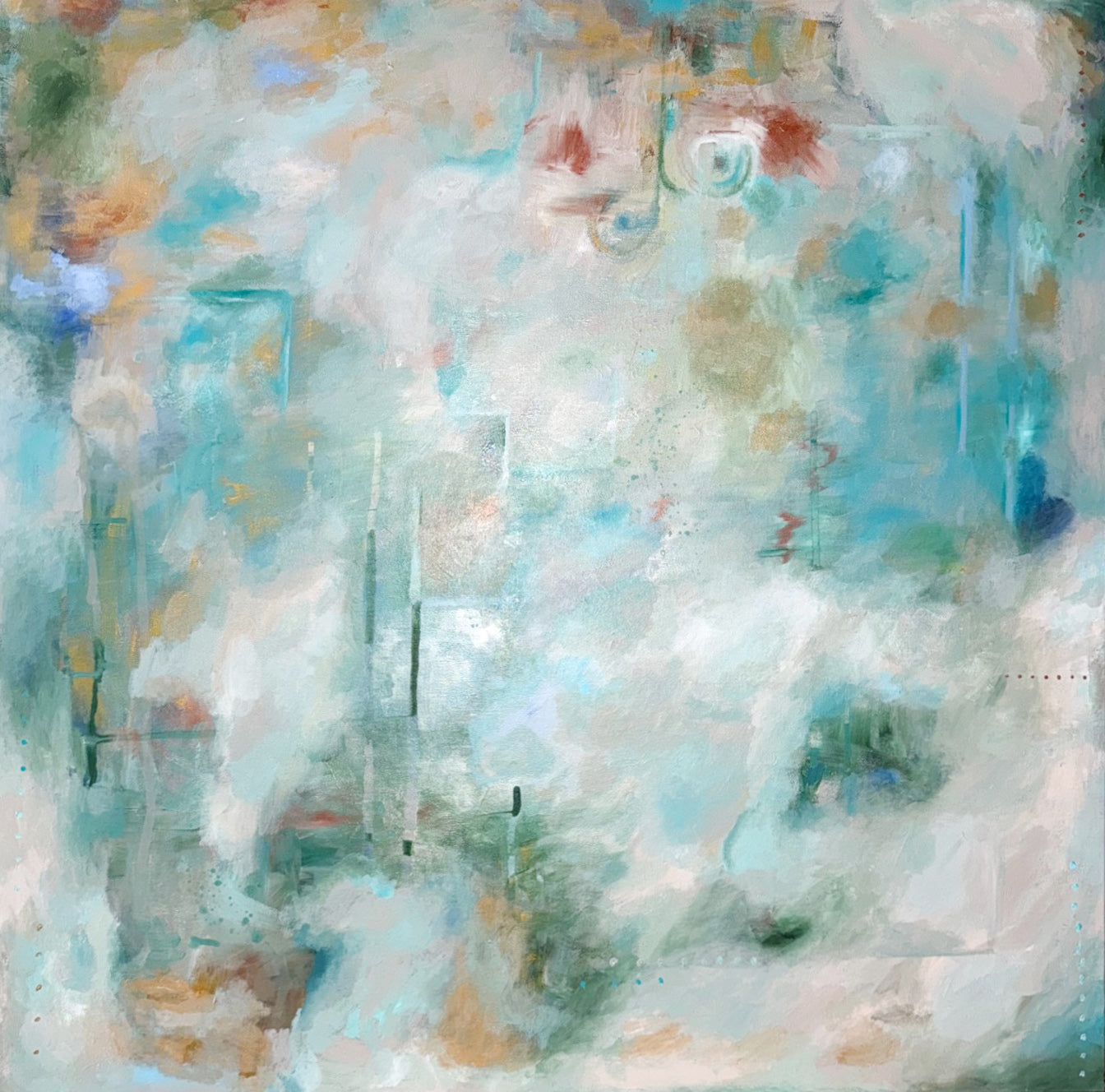 Handmålad tavla – Bloom | Abstrakt akrylmålning i brons & guld