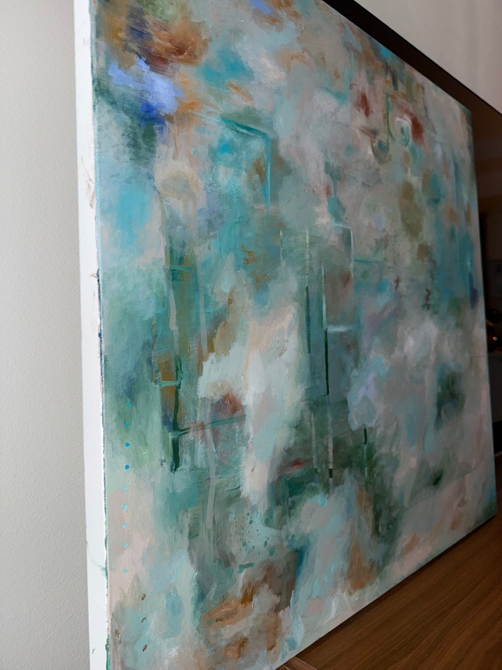 Handmålad tavla – Bloom | Abstrakt akrylmålning i brons & guld