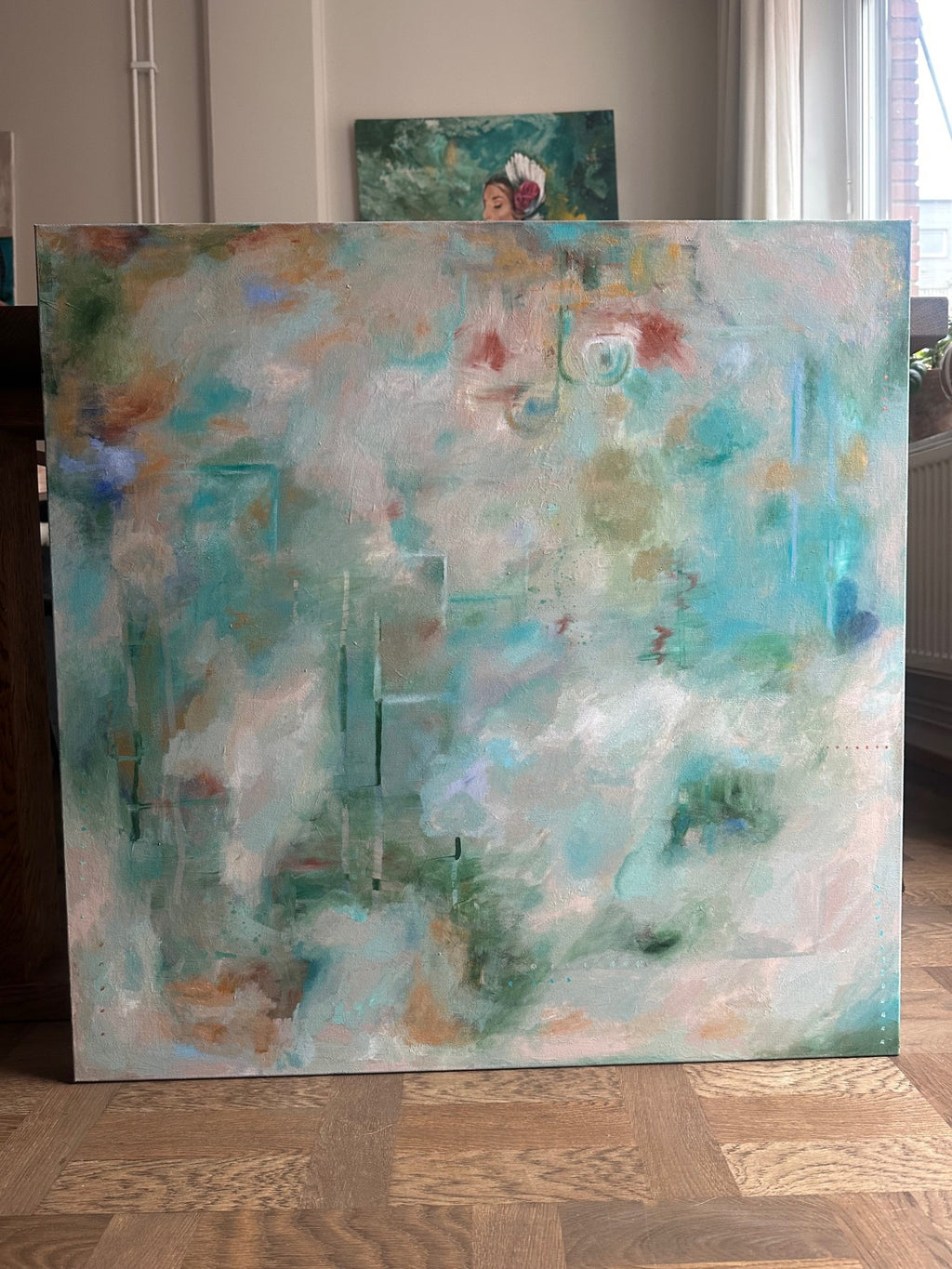 Handmålad tavla – Bloom | Abstrakt akrylmålning i brons & guld