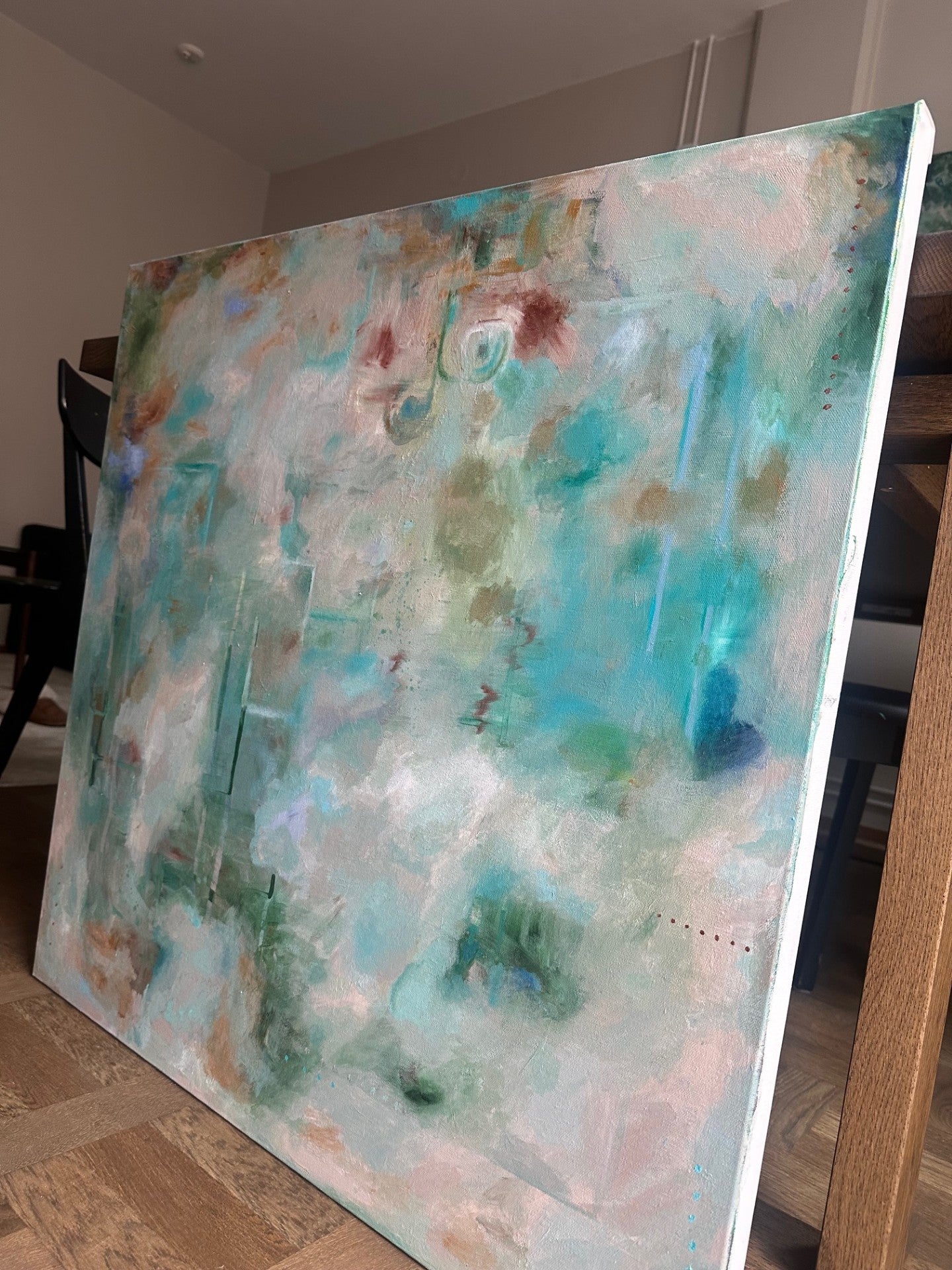 Handmålad tavla – Bloom | Abstrakt akrylmålning i brons & guld