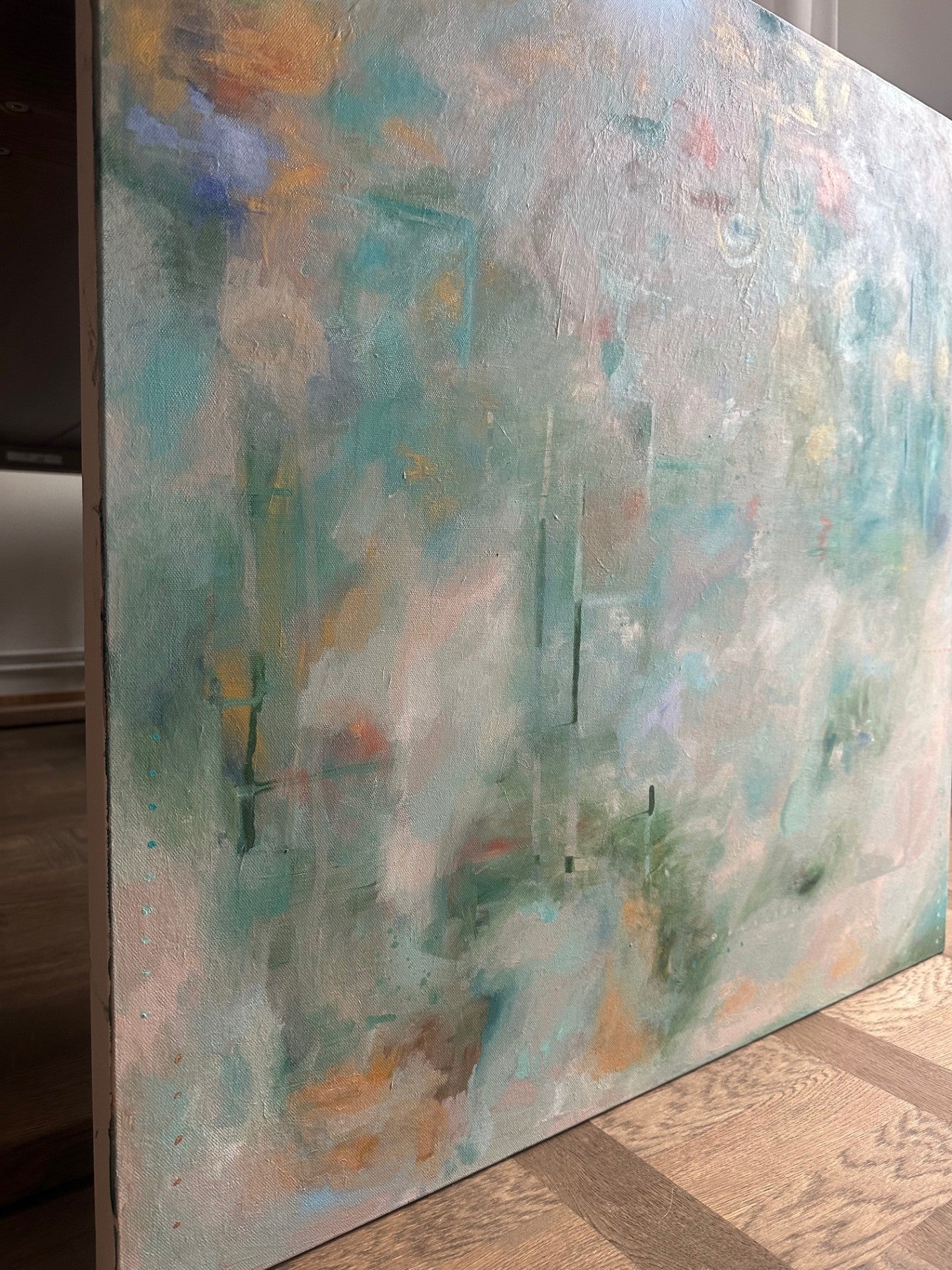 Handmålad tavla – Bloom | Abstrakt akrylmålning i brons & guld