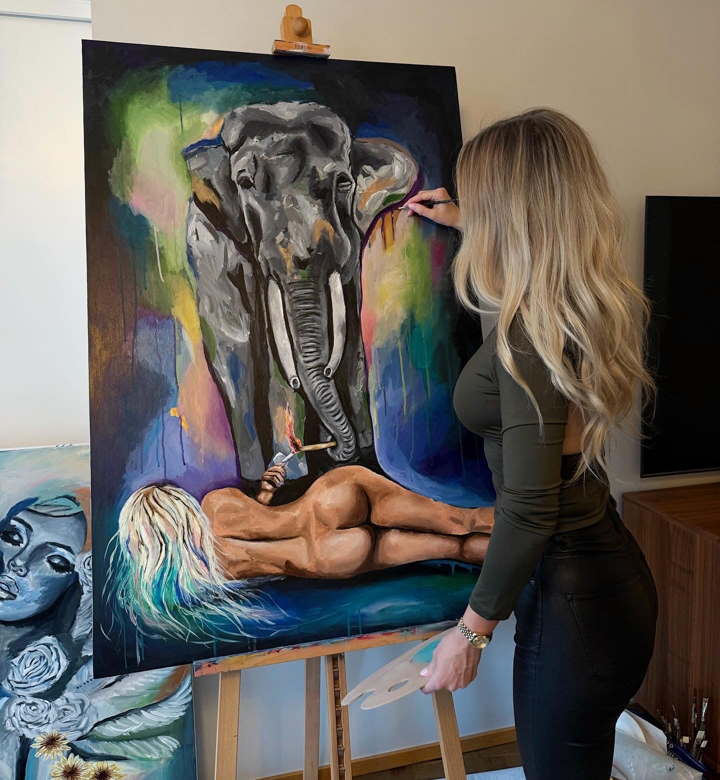 Handmålad tavla – Surrender | Symbol för tillit & inre styrka